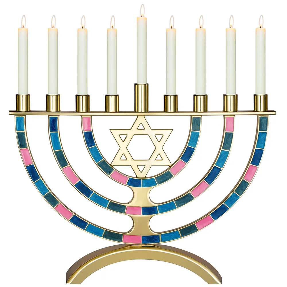 중국 공장 도매 주문 유태인 Hanukkah 장식 Menorah Chanukah 장식 9 가지 Hanukkah 캔들 홀더