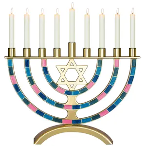 Cina fabbrica all'ingrosso personalizzato ebraico Hanukkah Decor Menorah Chanukah decorazione 9 rami Hanukkah portacandele