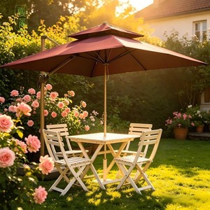 <span class=keywords><strong>Sombrilla</strong></span> de Playa, Jardín o Patio, con <span class=keywords><strong>Tela</strong></span> Impermeable 300D, Estructura de Madera Maciza, Flecos y Borlas Estilo Boho - Product Image 3
