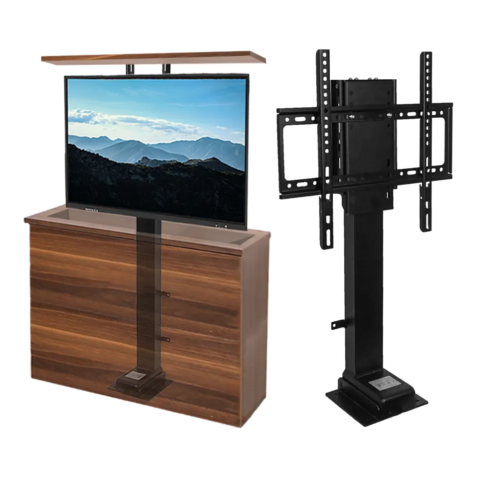 Motorized Hidden TV Cabinet Lift Remote Control Electrically Height-Adjustable TV Bracket for Installation 32-70 Inches