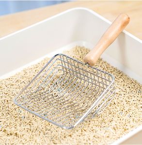 Paletta per lettiera per gatti vagliatura rapida per lettiera per gatti in acciaio inossidabile raccoglitore di metallo con pala profonda manico in legno - Product Image 4