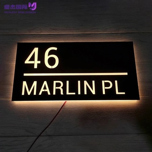 Plaques de signalisation de porte en aluminium éclairées par LED personnalisables, numéros de chambre numériques pour maisons, hôtels, entreprises et hôpitaux - Product Image 1