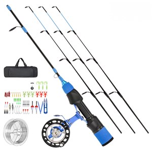 SNEDA Ensemble de pêche hivernale complet 3 cannes interchangeables sensibles <span class=keywords><strong>pour</strong></span> la pêche sur glace Ensemble de voyage portable transfrontalier - Product Image 2