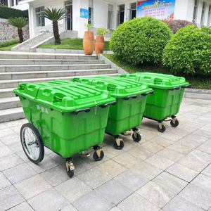 Janitorial Cart 400L 550L HDPE <b>Plastic</b> Enclosed 4 <b>Wheels</b> Municipal Street Cleaning Vehicle - Product Image 2