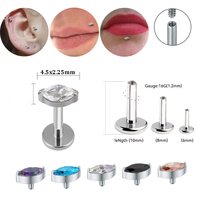 Piercing de Nez Tendance ASTM F136 en Titane avec Zircons 5A, Clou Labret à Filetage Interne pour Lèvres, Cartilage d'Oreille et Tragus, Forme Cœur