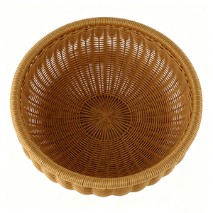 Corbeille de rangement ronde en rotin PE de qualité alimentaire, plateau tressé pour fruits, légumes, collations, présentation sur table, stockage alimentaire - Product Image 6
