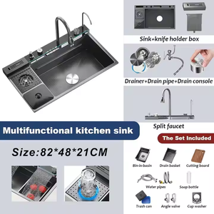 2025 ensemble de robinet d'évier de <span class=keywords><strong>cuisine</strong></span> à affichage numérique intégré de grande taille <span class=keywords><strong>90</strong></span> <span class=keywords><strong>cm</strong></span> avec poubelle et porte-couteau - Product Image 4