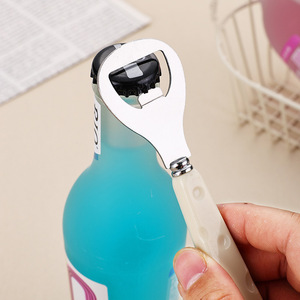 Abridor portátil de queso y cerveza de acero inoxidable, mango de plástico de cerámica imitativo, utensilio personalizado creativo - Product Image 3