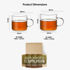 Petite <span class=keywords><strong>tasse</strong></span> à expresso en verre avec poignée 90 ml / 3,07 oz, <span class=keywords><strong>tasse</strong></span> à shot en borosilicate transparent pour bar à café, maison, café - Product Image 6