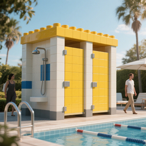 COBLOCKS personalizado ABS + Material UV, pared de partición, piscina de lujo al aire libre gigante bloque ducha, construcción al aire libre - Product Image 3