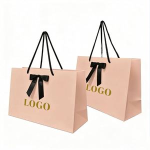 Factory Direct Customizable Free Design <b>Blush</b> Pink Paper Gift <b>Bag</b> With Bow Handle Luxury Ideal for Clothing & Gifting Packaging - Product Image 2