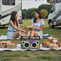 Enceinte portable MODORWY 40W en plastique avec deux haut-parleurs de 5,25 pouces, lumières RGB, fonction karaoké, TWS, poignée de transport USB pour l'extérieur