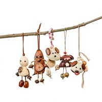 Carillon éolien créatif fait main le plus vendu avec pendentifs en coquillages de fruits, design style forêt, sac à breloques végétales naturelles