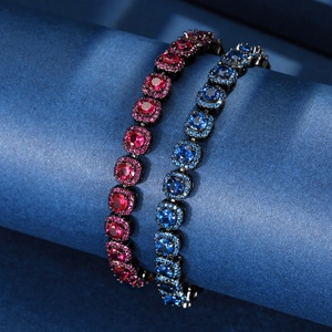 High Quality Fashion Jewelry Eco-friendly Copper Black Gold Plated 4MM Red Zircon Vintage Bangles for Retro Glamour - Product Image 3