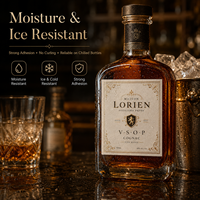 Etiquetas Personalizadas para Vino y Licores, Papel Texturizado con Estampado en Dorado, Adhesivos Impermeables para Botellas de Coñac, Whisky y Licores, OEM