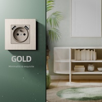 Enchufes de pared de la UE con USB Panel de aluminio cepillado dorado Enchufe francés eléctrico con USB dual A