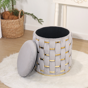 <span class=keywords><strong>Pouf</strong></span> de <span class=keywords><strong>rangement</strong></span> rond moderne personnalisé 2025 en velours - Product Image 4