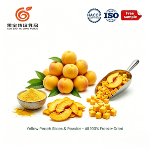 Pépites de pêche jaune lyophilisées croustillantes de qualité supérieure, fruits secs naturels et sucrés pour garniture de céréales et de yaourts - Product Image 2