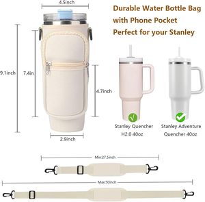 Porte-bouteille isotherme 40 oz en néoprène avec <span class=keywords><strong>poche</strong></span> pour téléphone et logo personnalisé, sac <span class=keywords><strong>de</strong></span> transport à bandoulière - Product Image 4