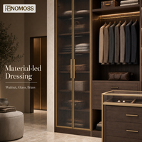 Dressing modulaire minimaliste direct usine avec portes vitrées, étagères et accessoires pour chambre à coucher et dressing à domicile