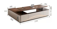 Bureaux de direction en bois de luxe italiens de haute qualité, forme en L, table de bureau pour PDG