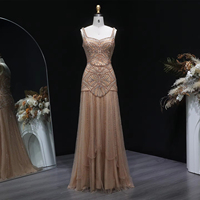 Robe de soirée sirène champagne Lsz552, robe de soirée de luxe à paillettes, bretelles spaghetti à étages, robe de bal pour femmes Jancember