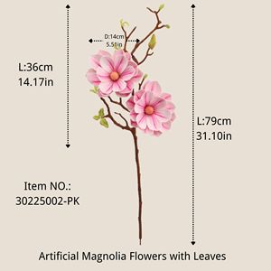 Fleurs de magnolia roses géantes en vrac Fleurs décoratives artificielles pour fleurs de magnolia artificielles d'intérieur avec <span class=keywords><strong>feuilles</strong></span> - Product Image 2