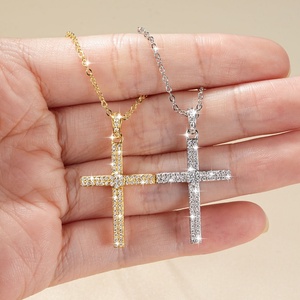 Factory Wholesale Eco-friendly Copper 14k Gold Filled Micro Insert Zircon Jewelry Trendy <b>Cross</b> Pendant Necklace for Women - Product Image 6
