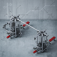 Multi Jungle 8 stations avec machine d'assistance pour dips et tractions ROSEN Fitness pour salle de sport commerciale, entraînement complet du corps