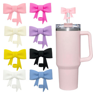Cubiertas <span class=keywords><strong>de</strong></span> Silicona para Popotes con Moño para Vasos <span class=keywords><strong>de</strong></span> 30 y 40 Oz, Accesorios para Botellas y Tazas, Protector <span class=keywords><strong>de</strong></span> Popote Personalizable para <span class=keywords><strong>Bar</strong></span> - Product Image 1