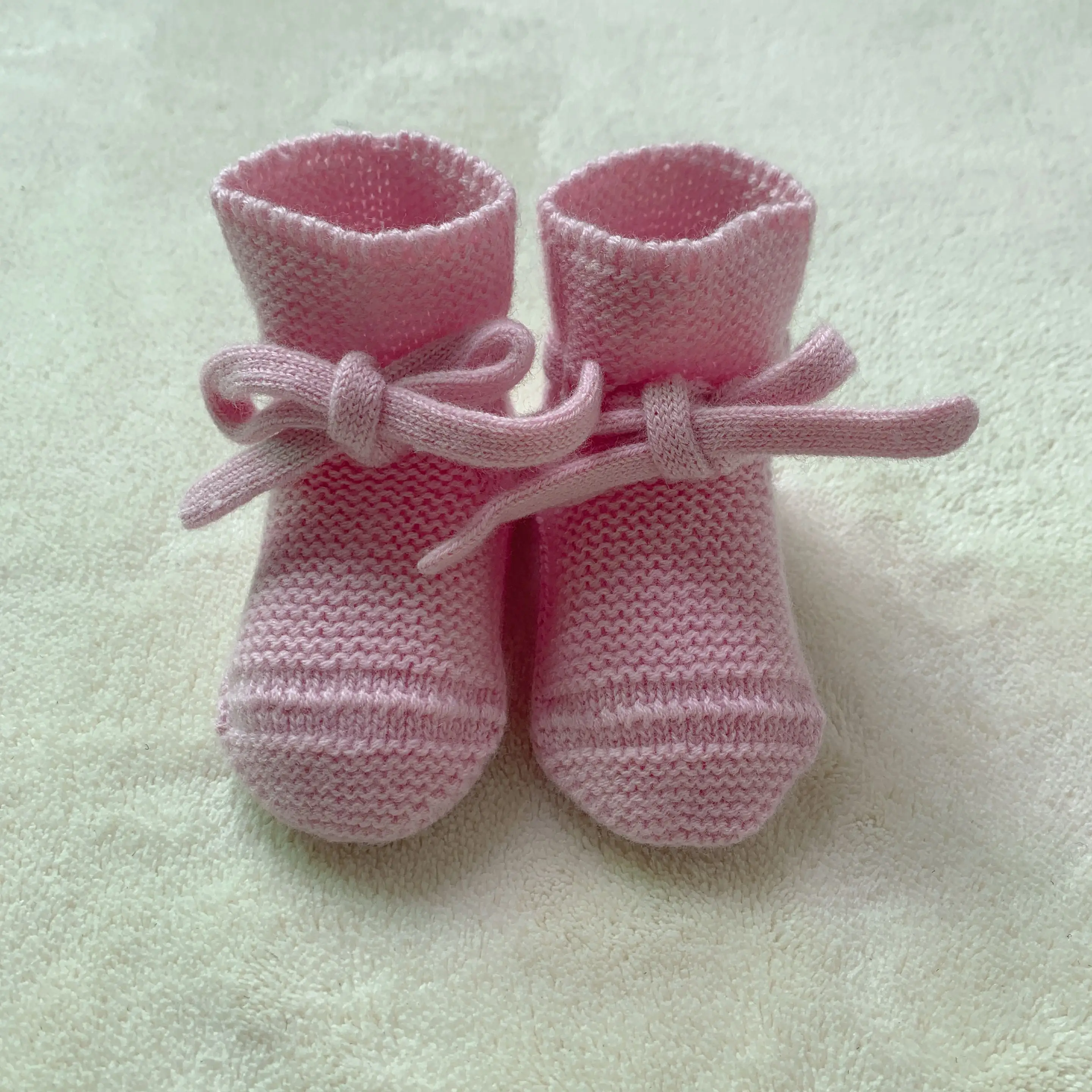 Freya Baby Knitted Booties Customized wholesale merino wool Knitted Baby Bow Warm Knit Winter Socks Shoes Infant Booties