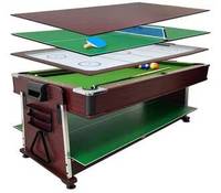 Nouvelle table de jeux multifonctionnelle 4-en-1 rotative de 7 pieds avec billard/hockey sur air/tennis de table