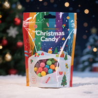 Sachet Doypack en plastique refermable avec fenêtre, imprimé sur mesure, pour emballage de Noël et du Nouvel An, pour aliments pour animaux, aliments pour bébés et bonbons