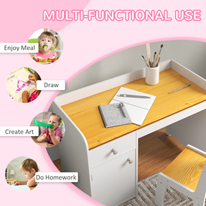 Escritorio Infantil con Silla Ergonómica, Juego de Mesa de Escritura para Niños, <span class=keywords><strong>Muebles</strong></span> de Estudio de Madera Resistentes para Dormitorio o Sala de Estudio - Product Image 3