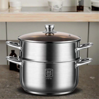 LOVFE – Marmite et casserole multi-usages modernes pour cuisine domestique, double couche, fond en acier inoxydable, couvercle en verre, compatibles gaz et induction