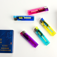 Briquet jetable électrique HP-128 en plastique AS/ABS à faible MOQ avec flamme, caoutchouc transparent, 2000 briquets avec impression personnalisée