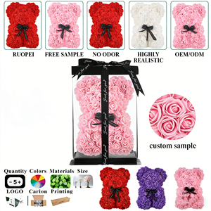Valentine <b>Gifts</b> Decoration Rose Bear Artificial Flower With <b>Box</b> Lights Teddy Bear for Women Girlfriend Birthday <b>Gift</b> Flower - Product Image 1