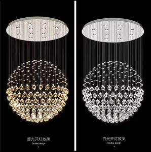 Zeal Lighting lámpara colgante de techo de bola de cristal de gota de lluvia de lujo moderna a la venta - Product Image 2