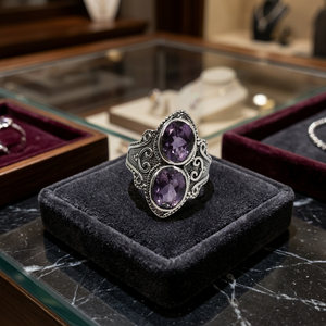 Stylish Designer 925 <b>Sterling</b> <b>Silver</b> Fine <b>Ring</b> with Beautiful Amethyst - Product Image 2