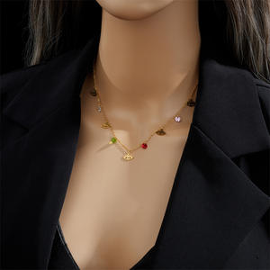 אופנה, זהב 18k מצופה זהב, שרשרת קולר עיניים שרשרות צבע ללא רשע שרשראות לנשים - Product Image 5