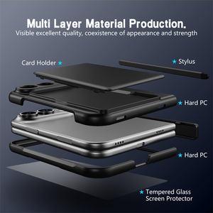Premium Spray Paint Hard PC Card <b>Holder</b> Hinge Fold Phone Case for <b>iPhone</b> DUO Anti Scratch Tempered Glass Screen Stylus Cover - Product Image 4
