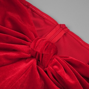Hot Sexy Red Two Piece Evening Party Prom Vestidos Sweetheart Neckline Corpiño para combinar con el vestido <span class=keywords><strong>de</strong></span> sirena <span class=keywords><strong>de</strong></span> terciopelo - Product Image 5
