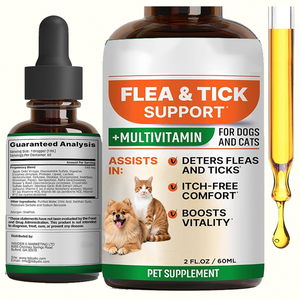 Gotas Líquidas Antipulgas y <span class=keywords><strong>Garrapatas</strong></span> para Mascotas, Suplementos de Apoyo Inmunológico, Absorción Rápida, Naturales y Seguras, Multivitaminas, Minerales y Omega 3 para Gatos - Product Image 1