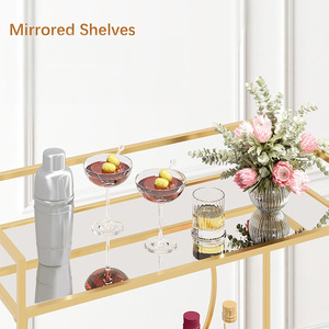 Cross-border home luxury kitchen <b>trolley</b> with double metal beverage rack, food and tea service <b>trolley</b> - Product Image 4