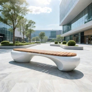 Banc/table hexagonal en fibre de verre/bois Y815 – Mobilier artistique, siège de loisirs, chaise courbée pour jardin, école, hôpital, bureau, bâtiment - Product Image 5