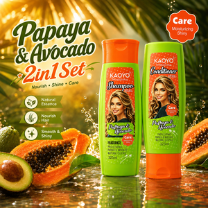 Ensemble Shampooing et Après-Shampooing à la Papaye Marque Blanche pour <span class=keywords><strong>Cheveux</strong></span> Secs Usage Quotidien – <span class=keywords><strong>Soin</strong></span> Capillaire Avocat pour des <span class=keywords><strong>Cheveux</strong></span> Lisses et Brillants - Product Image 3