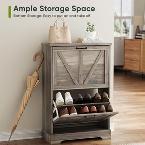 Armoire à chaussures haute 2026 <span class=keywords><strong>avec</strong></span> banc à chaussures rembourré, <span class=keywords><strong>porte</strong></span>-<span class=keywords><strong>manteau</strong></span>, panneaux muraux, couvercle pivotant, armoire à chaussures ultra-fine - Product Image 4