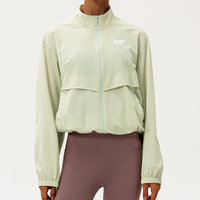 Veste coupe-vent décontractée pour femme, idéale pour le yoga, la course et le fitness, avec fermeture éclair et col montant