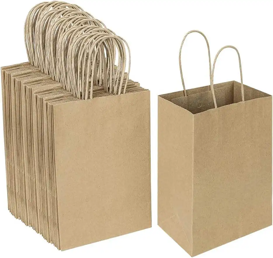 Лидер продаж на заказ, одноразовый пакет из крафт-бумаги, коричневый Подарочный пакет с экологичным покрытием, Герметичная сумка для покупок с логотипом