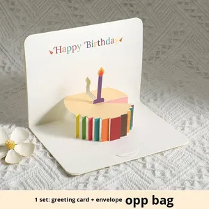 Biglietto <span class=keywords><strong>di</strong></span> Auguri 3D Pop-up Ecologico Riciclabile in Carta Creativo <span class=keywords><strong>di</strong></span> Alta Qualità Semplice Pieghevole Colorato a Forma <span class=keywords><strong>di</strong></span> Torta Vendita all'Ingrosso - Product Image 3